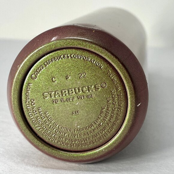 RARE Starbucks Green & Red Iridescent Glitter Stainless Steel Water Bottle 20oz - Picture 6 of 7